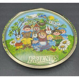 Vintage Friends By Judy Hagstrom 10” Round Lazy Susan Gnome Tin Tray